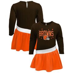 Коричневое/оранжевое трикотажное платье для девочек Cleveland Browns Heart to Heart Tri-Blend Dress Outerstuff