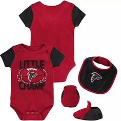 Красное/черное боди Atlanta Falcons Little Champ для новорожденных и младенцев, комплект из трех частей, нагрудник и пинетки Outerstuff