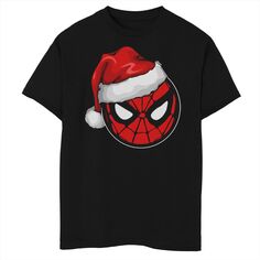 Рождественская футболка с изображением Человека-паука Marvel для мальчиков 8–20 лет, шляпа Санта-Клауса Licensed Character