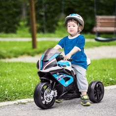 Детский мотоцикл BMW HP4 Multi-Terrain, лицензированный Aosom, для малышей и детей в возрасте от 1,5 до 5 лет, внедорожный мотоцикл на батарейках, мини-мотоцикл для детей, синий Aosom