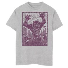 Фиолетовая футболка с портретом и гравюрой на дереве Marvel Black Panther для мальчиков 8–20 лет Licensed Character