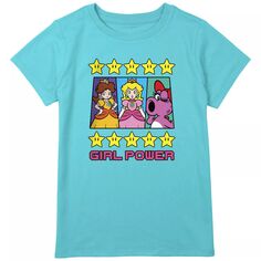 Футболка Super Mario Girl Power Princess Daisy Peach Birdo Stars для девочек 8–20 лет, стандартного размера и размера плюс Licensed Character