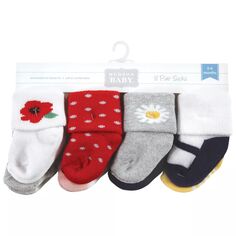 Хлопковые носки Hudson для новорожденных девочек и махровые носки, Wildflower Hudson Baby