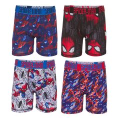 Набор из 4 спортивных боксеров-боксеров Marvel Spider-Man для мальчиков 6–10 лет Licensed Character