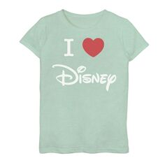 Футболка с логотипом Disney для девочек 7–16 лет I Love Disney Heart Disney, светло-зеленый