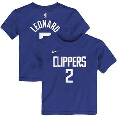 Синяя футболка Nike Kawhi Leonard LA Clippers с логотипом имени и номера для малышей Nike