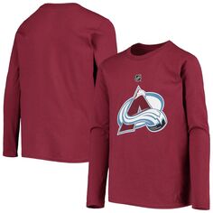 Молодежная футболка с длинным рукавом и логотипом Colorado Avalanche Primary бордового цвета Outerstuff