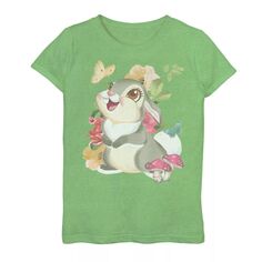 Винтажная футболка Thumper с цветочным принтом и портретным рисунком Disney&apos;s Bambi для девочек 7–16 лет Disney