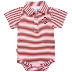 Младенческая одежда Алый/Белый Боди штата Огайо Buckeyes Carson в полоску с короткими рукавами Unbranded