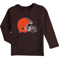 Коричневая футболка с длинным рукавом и логотипом команды Cleveland Browns для дошкольников Outerstuff