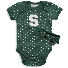 Комплект боди и повязки на голову зеленого цвета Michigan State Spartans Hearts для девочек-подростков и младенцев Unbranded