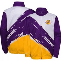 Молодежная куртка Mitchell &amp; Ness Purple Los Angeles Lakers из твердой древесины Classics Paintbrush с молнией во всю длину ветровка Unbranded