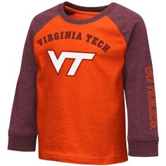 Футболка реглан с длинными рукавами для малышей Colosseum Heathered Orange Virginia Tech Hokies Colosseum