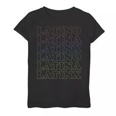 Футболка Gonzales Latino, Latina, Latinx для девочек 7–16 лет с цветным текстом и надписью Licensed Character