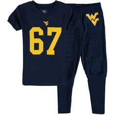 Молодежный футбольный пижамный комплект Wes &amp; Willy Navy West Virginia Mountaineers Unbranded