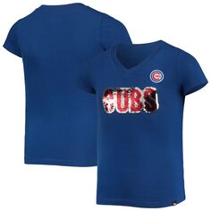 Молодежная футболка New Era Royal Chicago Cubs с блестками для девочек New Era