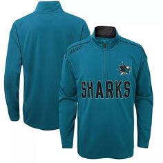 Темно-бирюзовая куртка для выступлений San Jose Sharks Attacking Zone с молнией в четверть Outerstuff