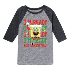 Рождественская футболка реглан с рисунком «Губка Боб Квадратные Штаны» для мальчиков 8–20 лет Licensed Character