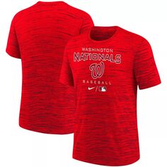 Молодежная футболка Nike Red Washington Nationals Authentic Collection Practice Velocity Space-Dye Performance Nike