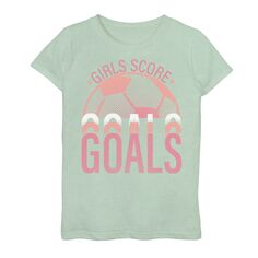 Розовая футболка с футбольным рисунком для девочек 7–16 лет, девочки, забивают голы Licensed Character