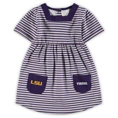 Фиолетовое платье в полоску с карманами для девочек LSU Tigers Unbranded