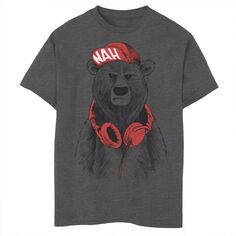 Уличная одежда для мальчиков 8–20 лет, красная шляпа Нах с медведем, наушники, футболка с рисунком Licensed Character