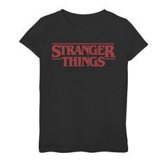 Футболка с однотонным логотипом Netflix Stranger Things для девочек 7–16 лет и рисунком на груди слева Licensed Character
