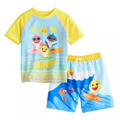 Комплект для купания и плавки для маленьких мальчиков Baby Shark Rash Guard и плавки Licensed Character