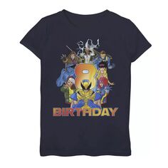 Футболка с рисунком на 8-й день рождения для девочек 7–16 лет, групповая фотография Marvel X-Men Marvel