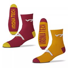 Комплект из двух командных носков Youth For Bare Feet Virginia Tech Hokies длиной в четверть длины Unbranded