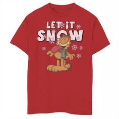 Футболка Garfield Let It Snow с праздничным текстом и графическим рисунком для мальчиков 8–20 лет Licensed Character