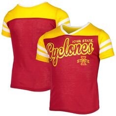Молодежная футболка «Колизей» для девочек «Кардинал штата Айова Циклоны» в практически идеальную полосатую футболку Colosseum