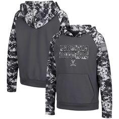 Молодежный Colosseum Charcoal Virginia Cavaliers OHT Military Appreciation Digital Camo Пуловер реглан с капюшоном Colosseum