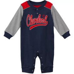 Темно-синий/серый джемпер для новорожденных и младенцев Cleveland Indians Scrimmage с длинными рукавами Outerstuff
