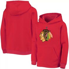 Молодежный красный пуловер с капюшоном и логотипом Chicago Blackhawks Primary Outerstuff