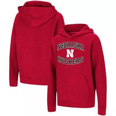 Пуловер с капюшоном Youth Colosseum Heathered Scarlet Nebraska Huskers, пуловер с регланами Colosseum