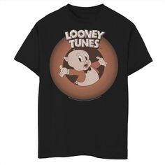 Классическая футболка с круглым портретом и портретом Porky Pig для мальчиков 8–20 лет Looney Tunes Licensed Character