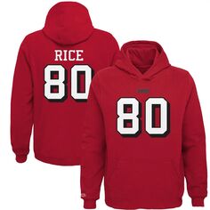 Молодежь Mitchell &amp; Ness Jerry Rice Scarlet San Francisco 49ers Имя и номер игрока в отставке Флисовый пуловер с капюшоном Unbranded
