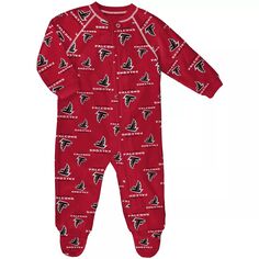 Красная пижама с молнией во всю длину реглан для младенцев Atlanta Falcons Outerstuff