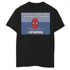 Винтажная футболка с графическим рисунком «Человек-паук Marvel» #drowning для мальчиков 8–20 лет Marvel
