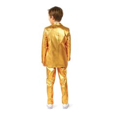 Комплект OppoSuits Groovy Gold Metallic для вечеринок: куртка, брюки и галстук для мальчиков 2–8 лет OppoSuits
