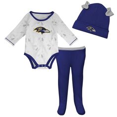 Белый/фиолетовый комбинезон Baltimore Ravens Dream Team для новорожденных и младенцев, комплект из штанов и шапки Outerstuff