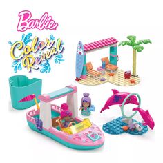 Набор MEGA Barbie Color Reveal Dolphin Exploration с более чем 10 сюрпризами Mega Bloks