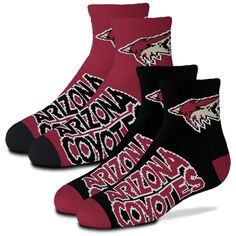 Комплект из двух носков Team Youth For Bare Feet Arizona Coyotes длиной в четверть длины Unbranded