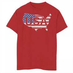 Футболка с силуэтом американского флага для мальчиков 8–20 лет, Американа, США, с графическим рисунком Licensed Character