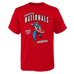 Молодежная красная футболка команды Вашингтона «Капитан Америка Марвел» Outerstuff
