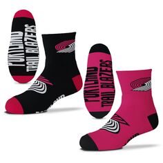 Комплект из двух командных носков Youth For Bare Feet Portland Trail Blazers длиной в четверть длины Unbranded