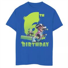 Зеленая футболка с изображением брызг и портрета Nintendo Splatoon Inkling для мальчиков 8–20 лет на 6-й день рождения Licensed Character