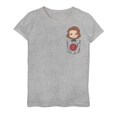 Милая футболка с рисунком Marvel Black Widow для девочек 7–16 лет с карманами Marvel