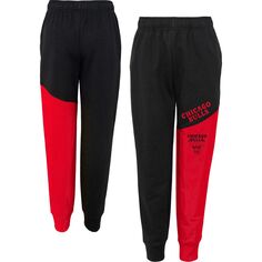 Молодежные черные/красные брюки Chicago Bulls Superior с разрезами Outerstuff